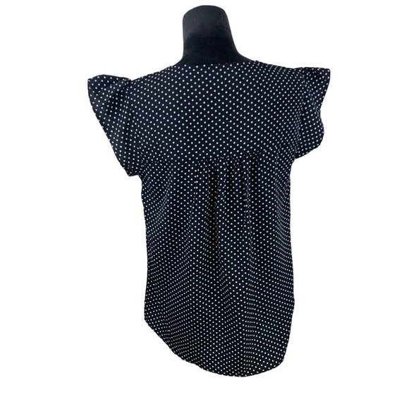 Savanna Jane Blouse Polka Dot Embroidered Floral Flutter Sleeve Top Size M - Picture 4 of 8
